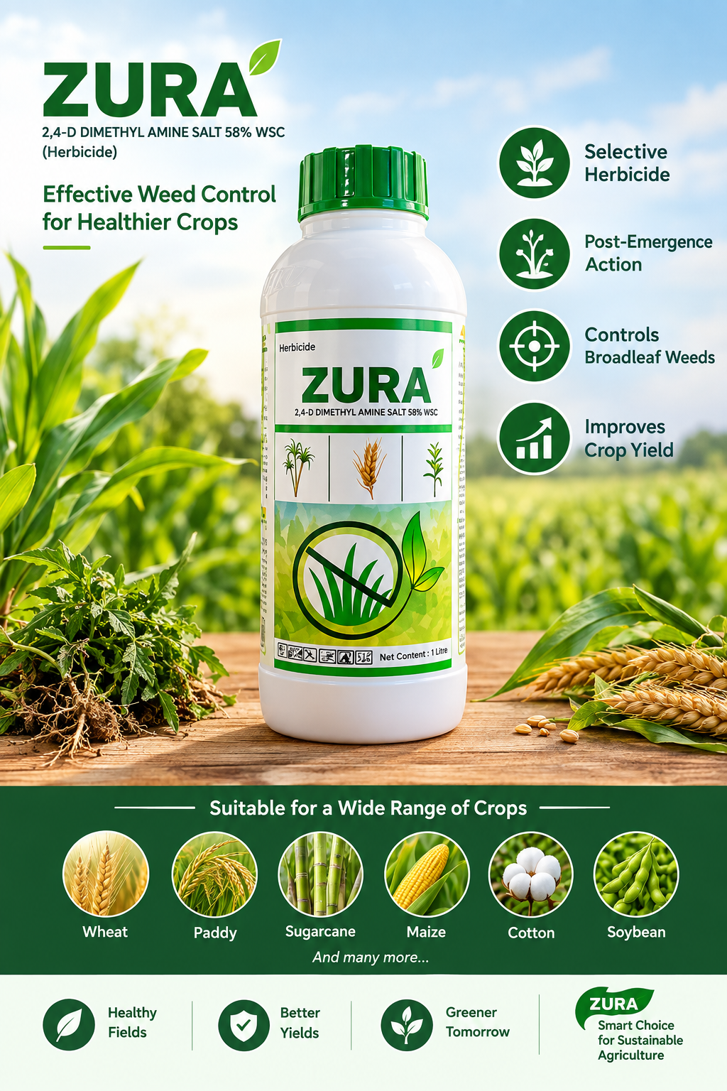 Zura Herbicide | Zura 2,4-D Dimethyl Amine Salt 58% WSC
